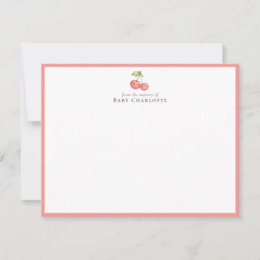 Carte De Correspondance Sweet Cherry Nursery Flat Note Card (Devant)