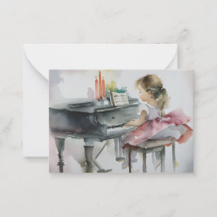 Carte De Correspondance Sweet Pianist Petite fille Jouer Piano