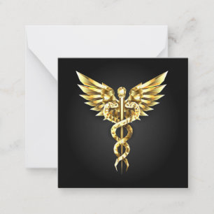 Carte De Correspondance Symbole caducee polygonale en or