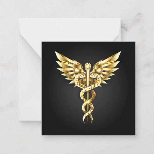 Carte De Correspondance Symbole caducee polygonale en or (Devant)