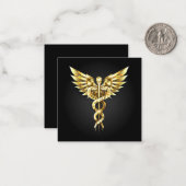 Carte De Correspondance Symbole caducee polygonale en or (Devant/Arrière en situation)