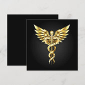 Carte De Correspondance Symbole caducee polygonale or (Devant / Derrière)