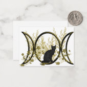 Carte De Correspondance Symbole de la lune triple chat noire (Devant/Arrière en situation)