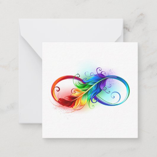 Carte De Correspondance Symbole d'infini avec plume arc-en-ciel (Devant)