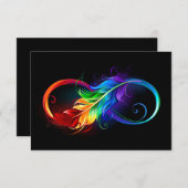 Carte De Correspondance Symbole d'infini avec plume arc-en-ciel (Devant / Derrière)