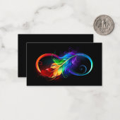 Carte De Correspondance Symbole d'infini avec plume arc-en-ciel (Devant/Arrière en situation)