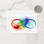 Carte De Correspondance Symbole d'infini avec plume arc-en-ciel (Devant/Arrière en situation)