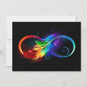 Carte De Correspondance Symbole d'infini avec plume arc-en-ciel