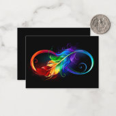 Carte De Correspondance Symbole d'infini avec plume arc-en-ciel (Devant/Arrière en situation)