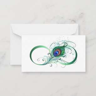 Carte De Correspondance Symbole d'infini avec plume de paon