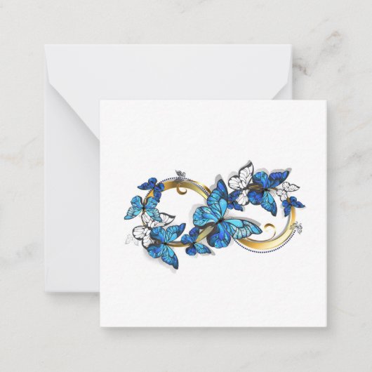 Carte De Correspondance Symbole infini de papillons Morpho bleus (Devant)