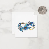 Carte De Correspondance Symbole infini de papillons Morpho bleus (Devant/Arrière en situation)