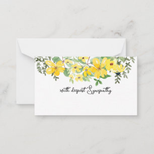 Carte De Correspondance Sympathie de mémoire Fleuriste floral jaune mémori
