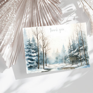 Carte De Correspondance Sympathie pour la forêt de neige d'hiver Merci