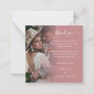 Carte De Correspondance Taille minuscule   Mariage photo Rose Dusty Merci