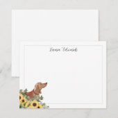 Carte De Correspondance Tan Dachshund Sunflower Eucalyptus Personalized (Devant / Derrière)