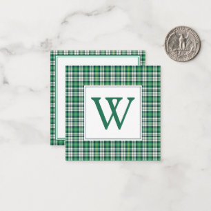 Carte De Correspondance Tartan à carreaux vert et noir avec monogramme