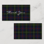Carte De Correspondance Tartan Clan Malcolm Merci (Devant / Derrière)