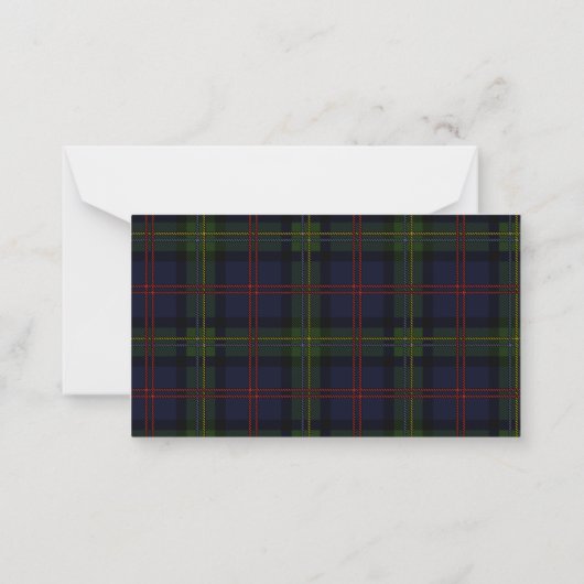 Carte De Correspondance Tartan Clan Malcolm Rustique Merci (Dos)