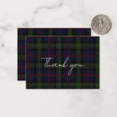Carte De Correspondance Tartan Clan Malcolm Rustique Merci (Devant/Arrière en situation)