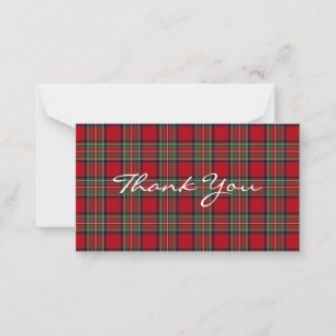 Carte De Correspondance Tartan Rustique Stewart Plaid Merci pour la fête