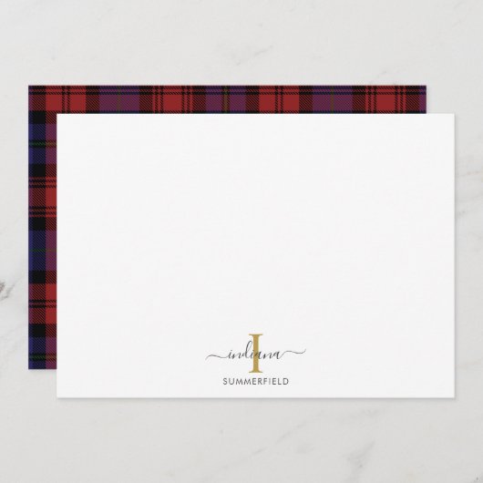 Carte De Correspondance Tartan rustique sur mesure (Devant / Derrière)