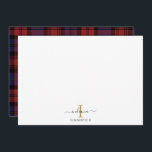 Carte De Correspondance Tartan rustique sur mesure<br><div class="desc">Ajoutez votre nom et votre initiale à ce script monogramme carte de notes plaid moderne pour ajouter style et élégance à vos cartes de notes en cliquant sur le bouton "Personnaliser"</div>
