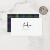 Carte De Correspondance Tartan vert violet vert Plaid Merci Mariage rustiq (Devant/Arrière en situation)