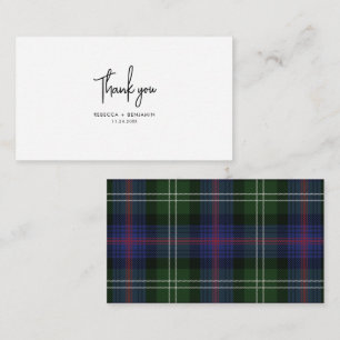 Carte De Correspondance Tartan vert violet vert Plaid Merci Mariage rustiq