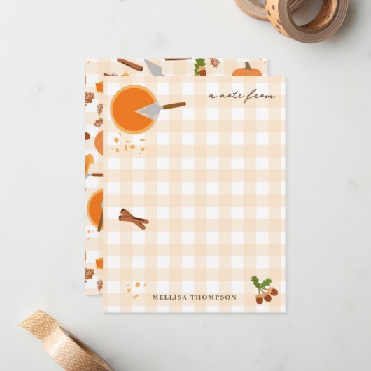 Carte De Correspondance Tarte à la citrouille Automne Thanksgiving (Devant/Arrière en situation)