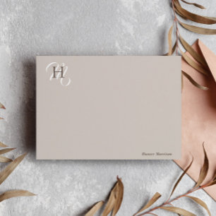 Carte De Correspondance Taupe Brown Initiales empilées Élégant