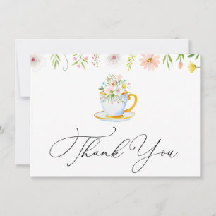 Carte De Correspondance Tea Time Whimsical Fleur sauvage Merci Note Card