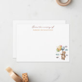 Carte De Correspondance Teddy Bear & Balloons Nursery Orange Merci (Devant/Arrière en situation)