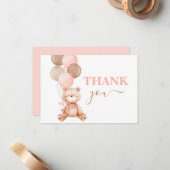 Carte De Correspondance Teddy Bear Girl merci (Devant/Arrière en situation)