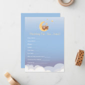 Carte De Correspondance Teddy Bear Moon Baby Shower Prediction  (Devant/Arrière en situation)
