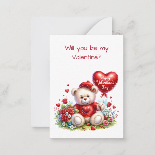 Carte De Correspondance Teddy Bear Valentine Class Exchange Flat Card (Devant)