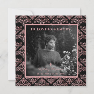 Carte De Correspondance Tendance rose Damask Custom Photo Funérailles Bien