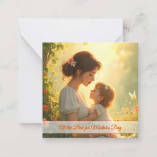 Carte De Correspondance Tendre Amour Maternel dans une Lumière Fleurie