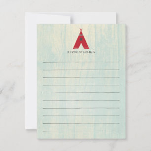 Carte De Correspondance Tente rouge charmante sur terrain turquoise person