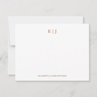 Carte De Correspondance Terracotta Monogram Couple Initials Personalized