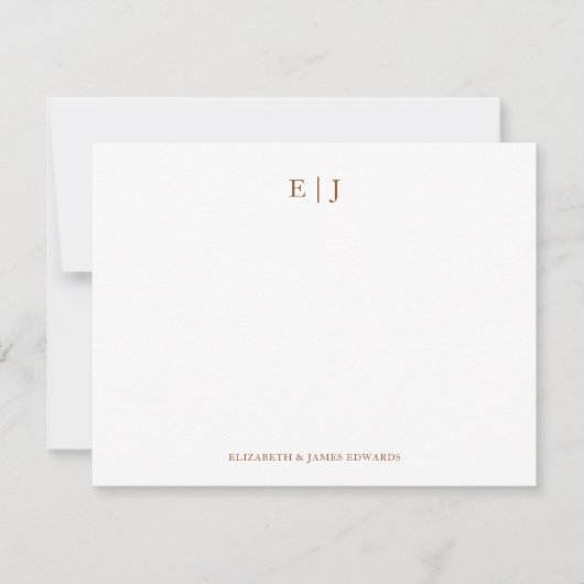 Carte De Correspondance Terracotta Monogram Couple Initials Personalized (Devant)