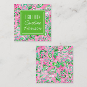 Carte De Correspondance Texas Map Pink & Green Preppy Motif Personnalisé