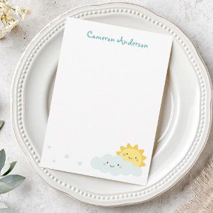 Carte De Correspondance Texte de nom personnalisé soleil et nuage kawaii m