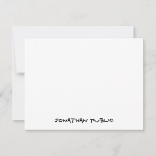 Carte De Correspondance Texte de script manuel personnalisé simple plat pe