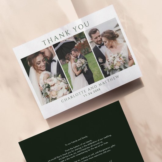 Carte De Correspondance Texte et photos élégants du budget Mariage Merci