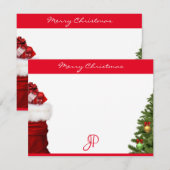 Carte De Correspondance Texte Joyeux Noël Monogramme Calligraphie Script (Devant / Derrière)