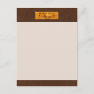 Carte De Correspondance Texture de faux cuir marron avec bannière en feuil