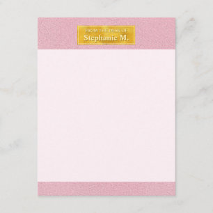 Carte De Correspondance Texture de faux cuir rose avec bannière en feuille