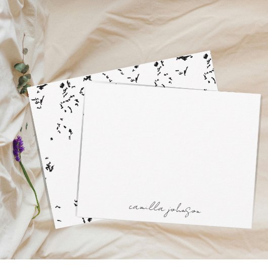 Carte De Correspondance Texture moderne chic noir Grunge | Monogramme