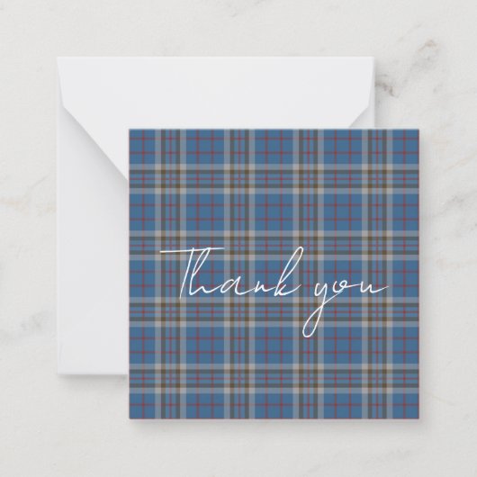 Carte De Correspondance Thank You Script Plaid Tartan Thompson Rustic (Devant)